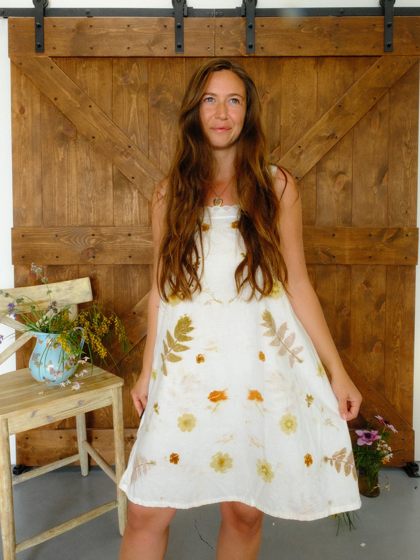 Eco-printed Antique A-line Dress