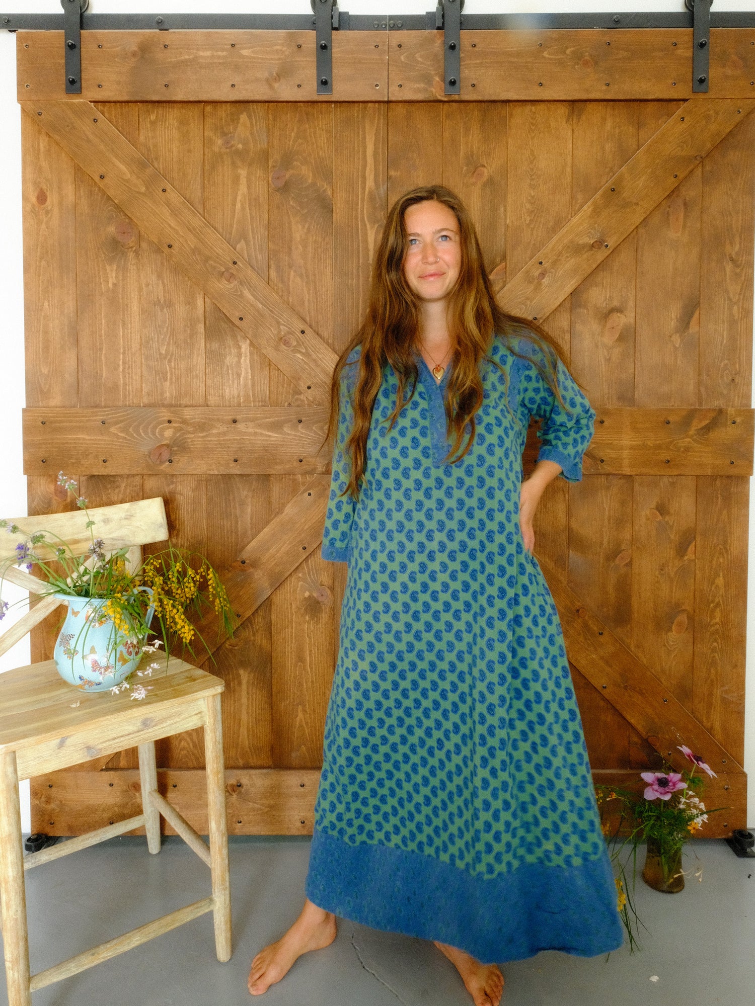 april cornell dress Indigo April Cornell Block Print Maxi Dress – Rootedbotanics