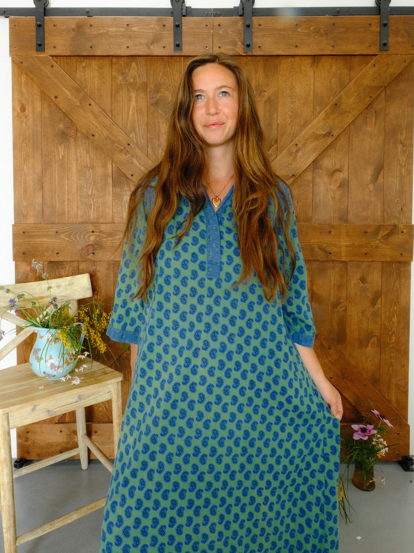 Indigo April Cornell Block Print Maxi Dress