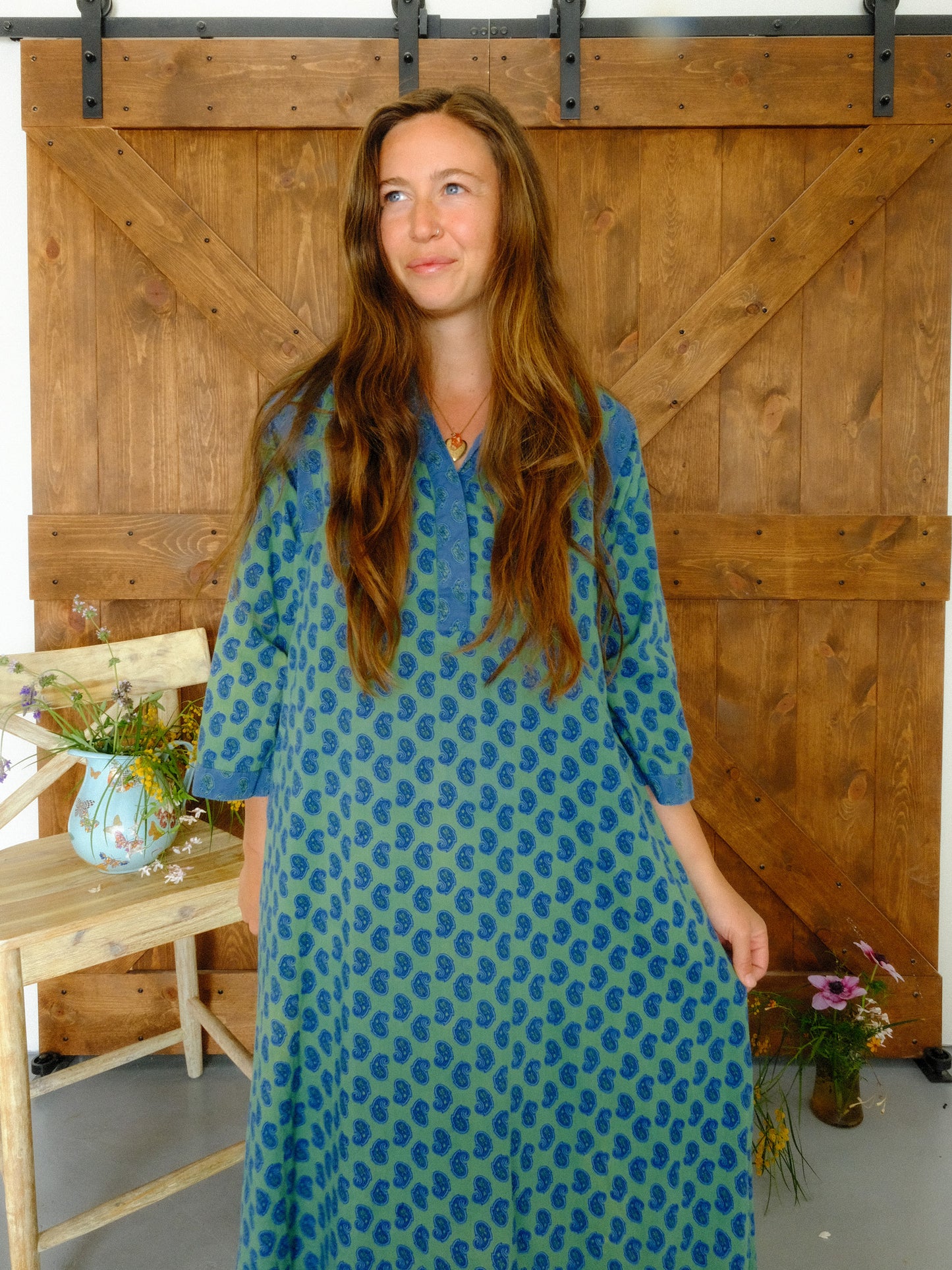 Indigo April Cornell Block Print Maxi Dress