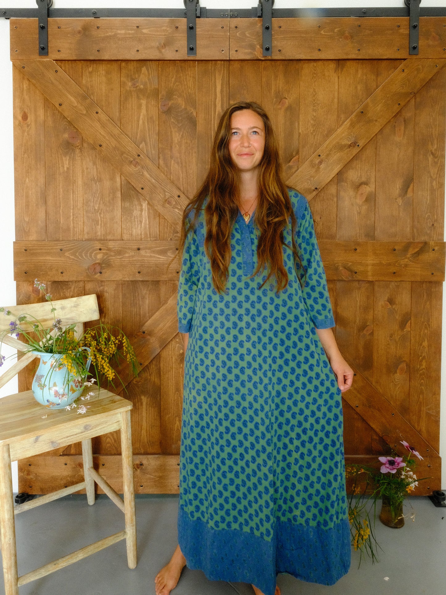 Indigo April Cornell Block Print Maxi Dress