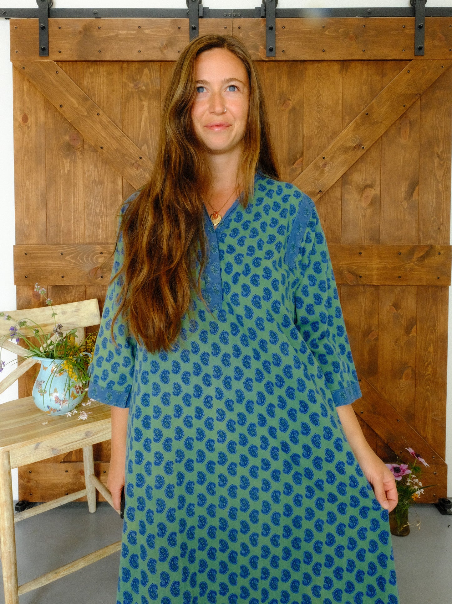 Indigo April Cornell Block Print Maxi Dress