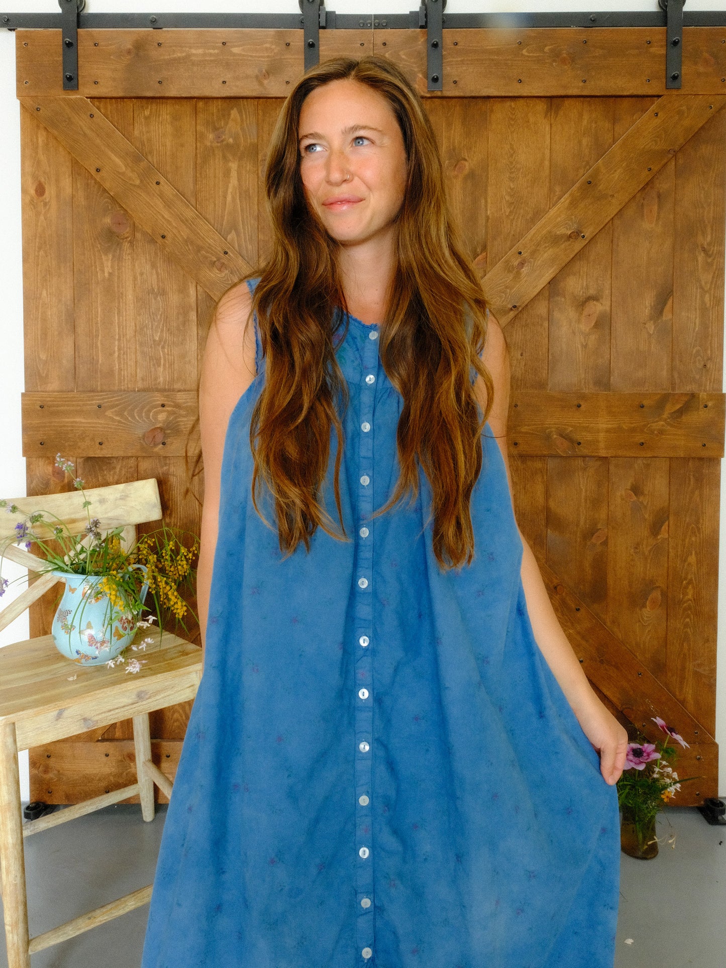 Indigo Ditsy Floral Maxi Dress