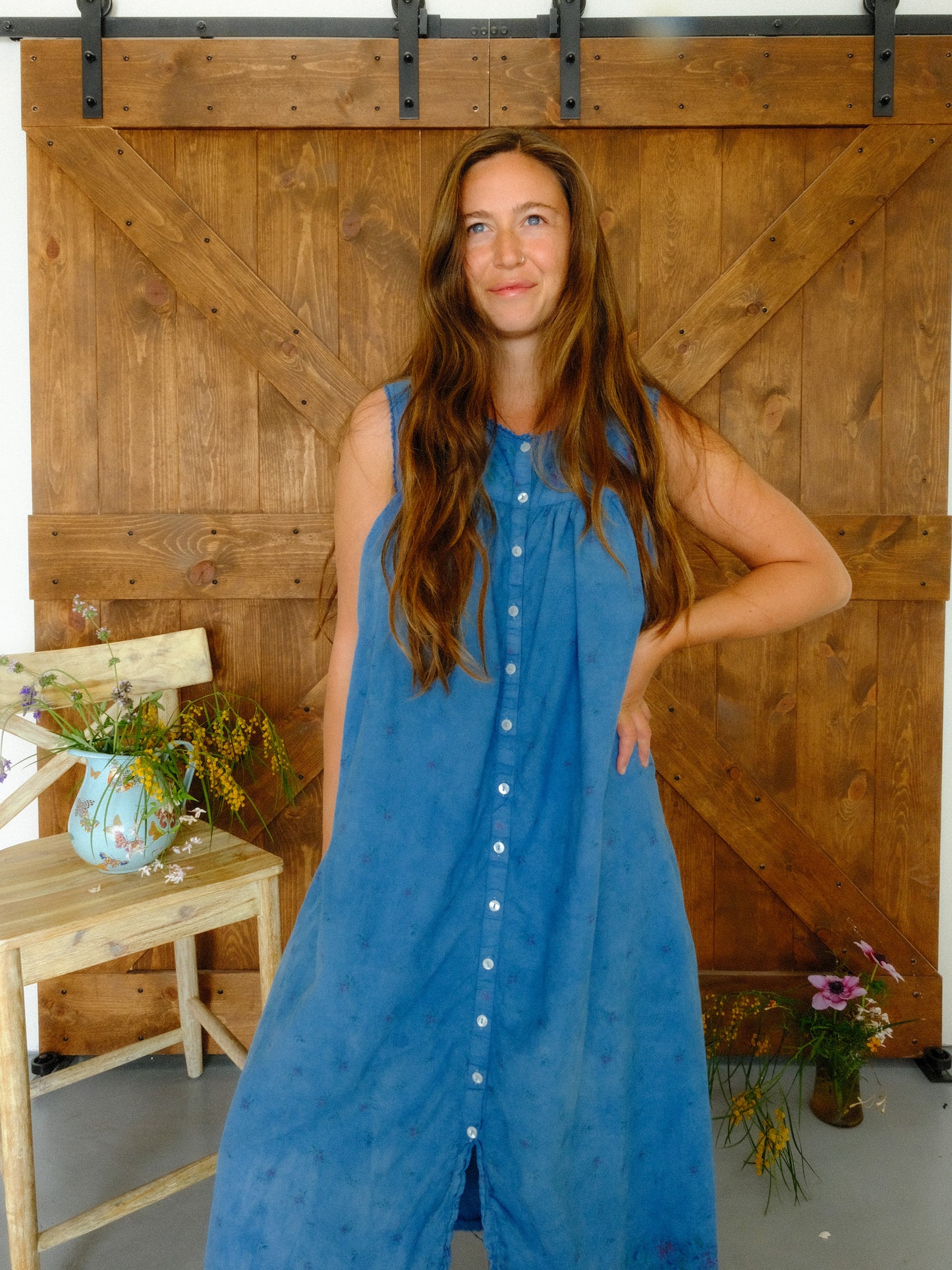 Indigo Ditsy Floral Maxi Dress