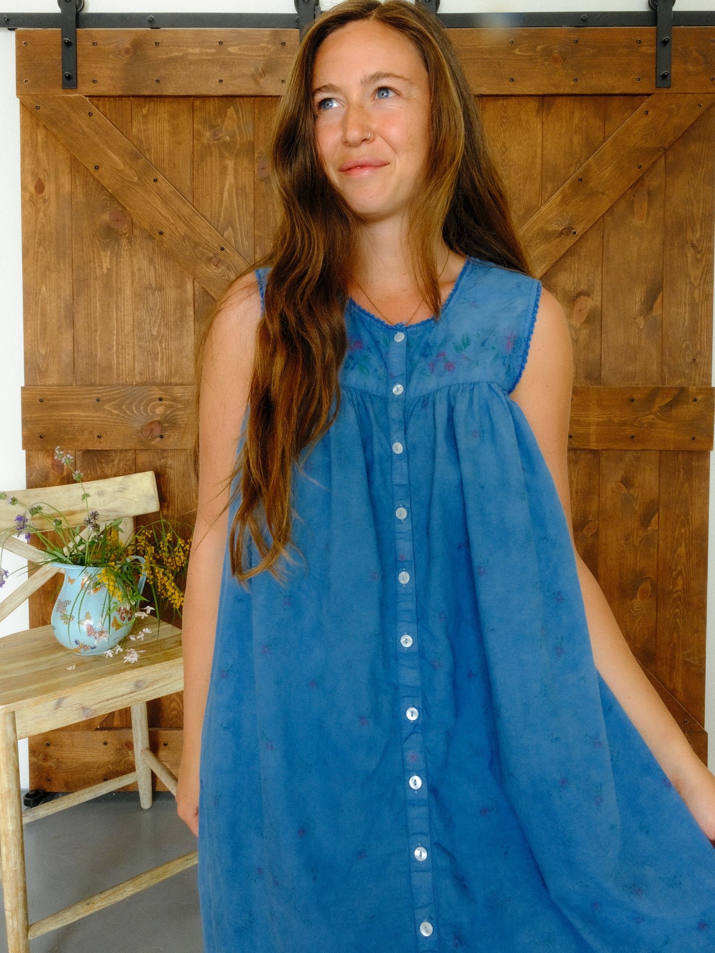 Indigo Ditsy Floral Maxi Dress