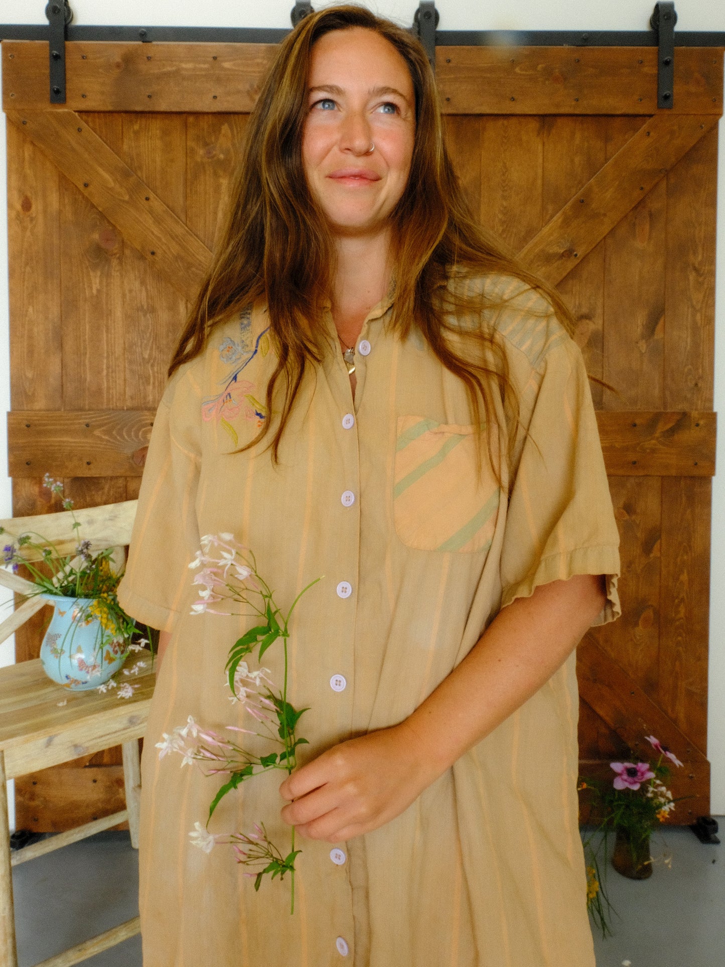Cutch Embroidered Button Down Dress