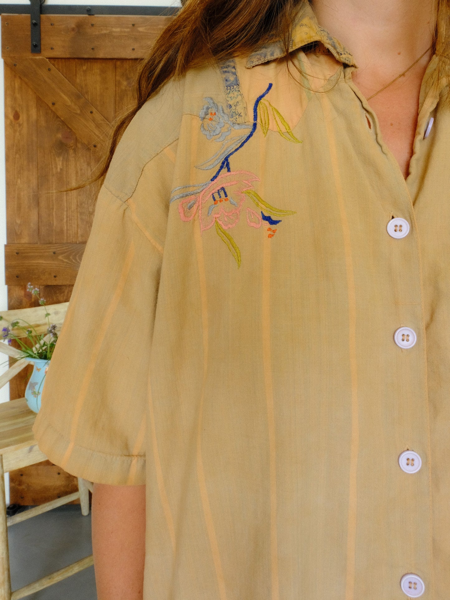 Cutch Embroidered Button Down Dress