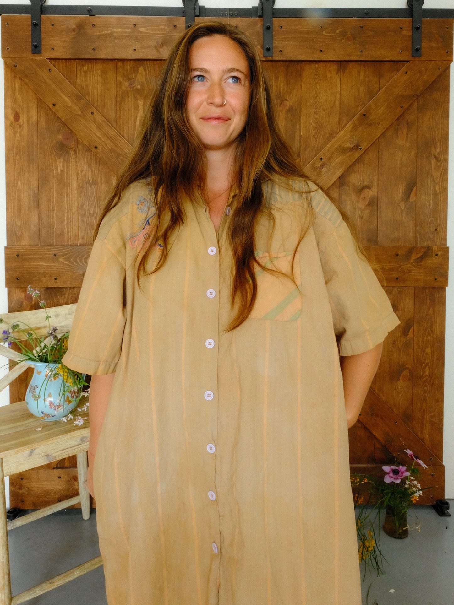 Cutch Embroidered Button Down Dress
