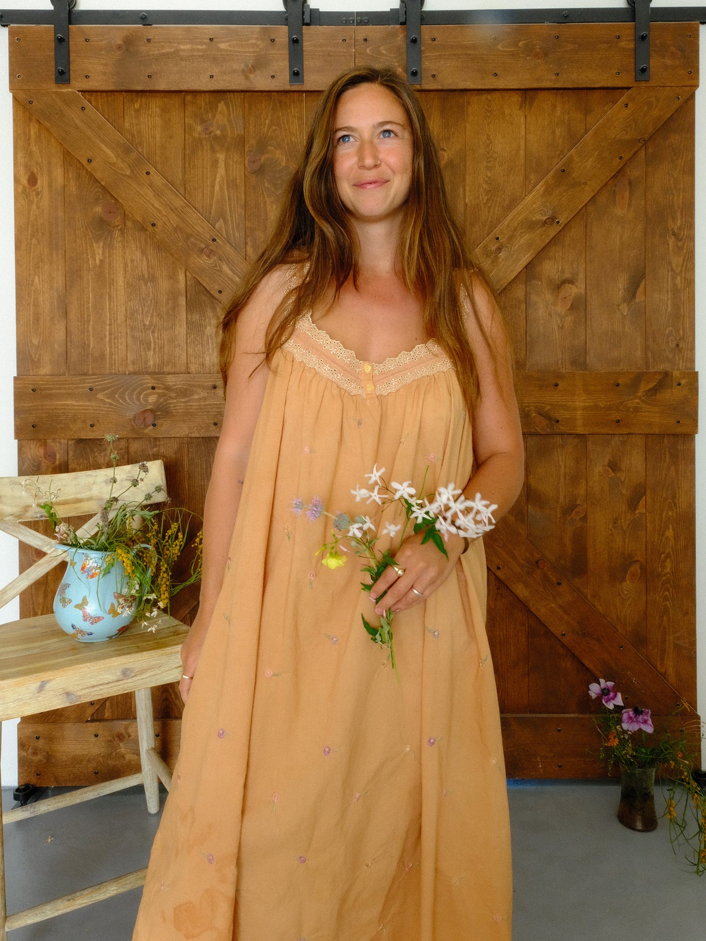 Cutch Embroidered Ditsy Floral Maxi Dress