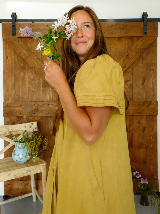 Marigold & Chestnut Butterfly Sleeve Maxi Dress