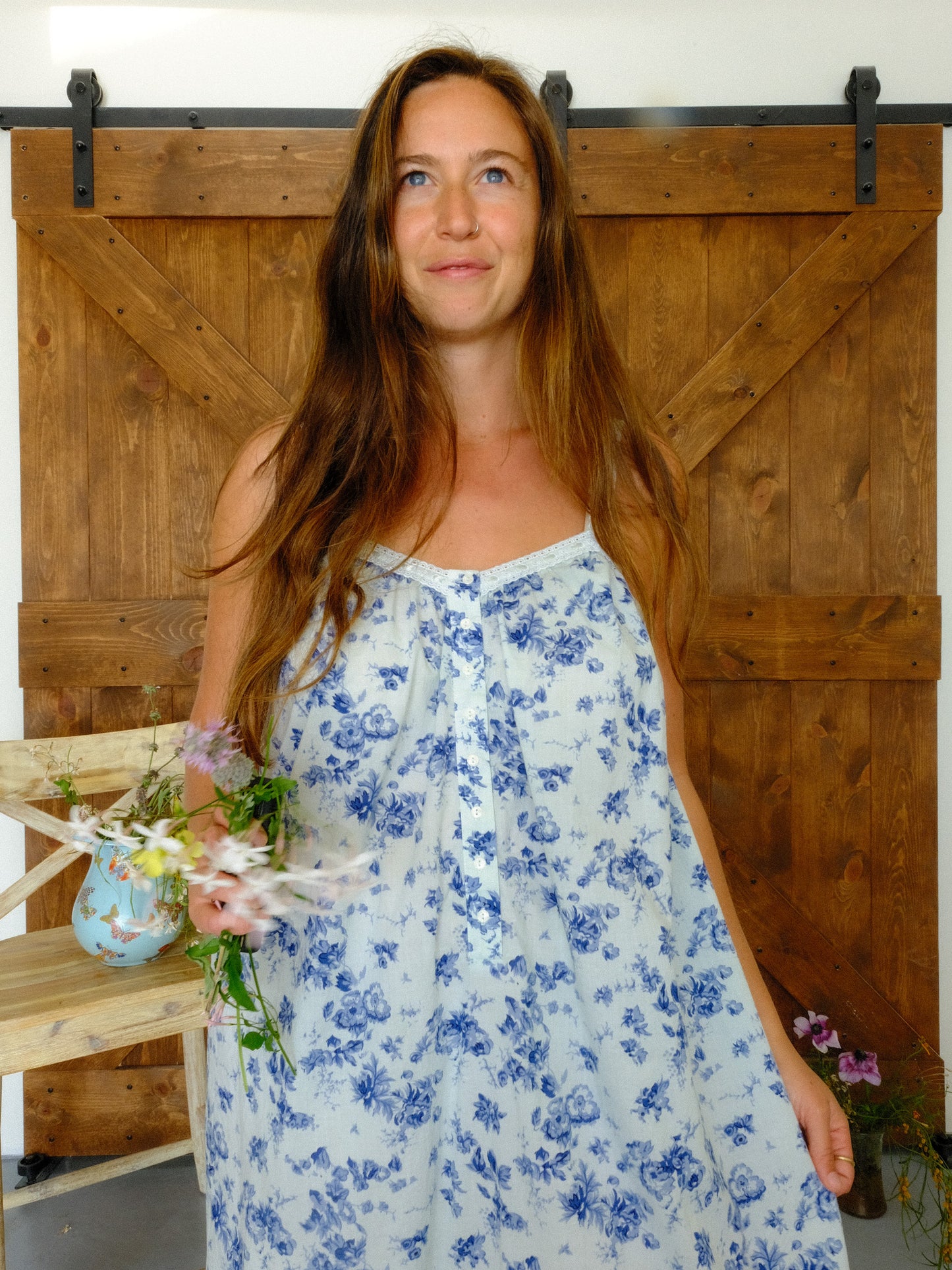 Chlorophyllin Blue Floral Maxi Dress