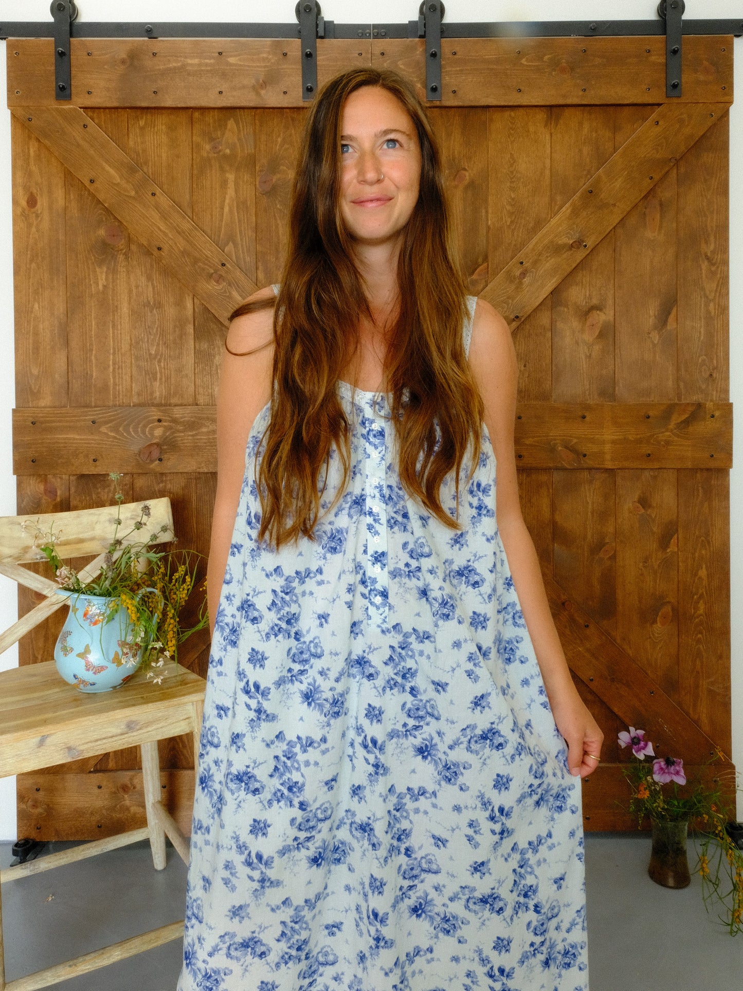 Chlorophyllin Blue Floral Maxi Dress