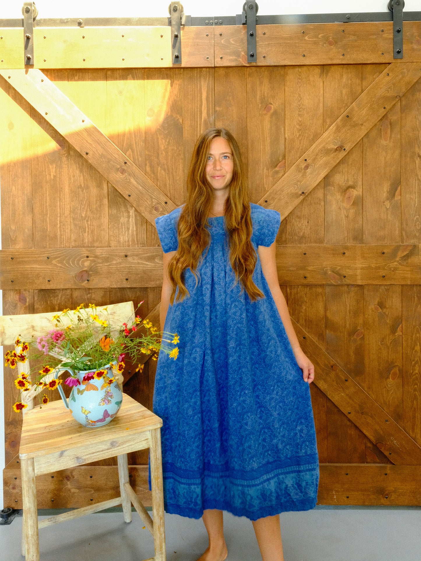 Indigo Floral Block Print Dress