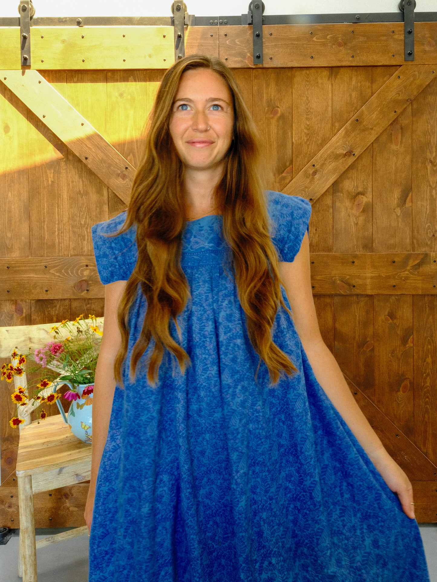 Indigo Floral Block Print Dress