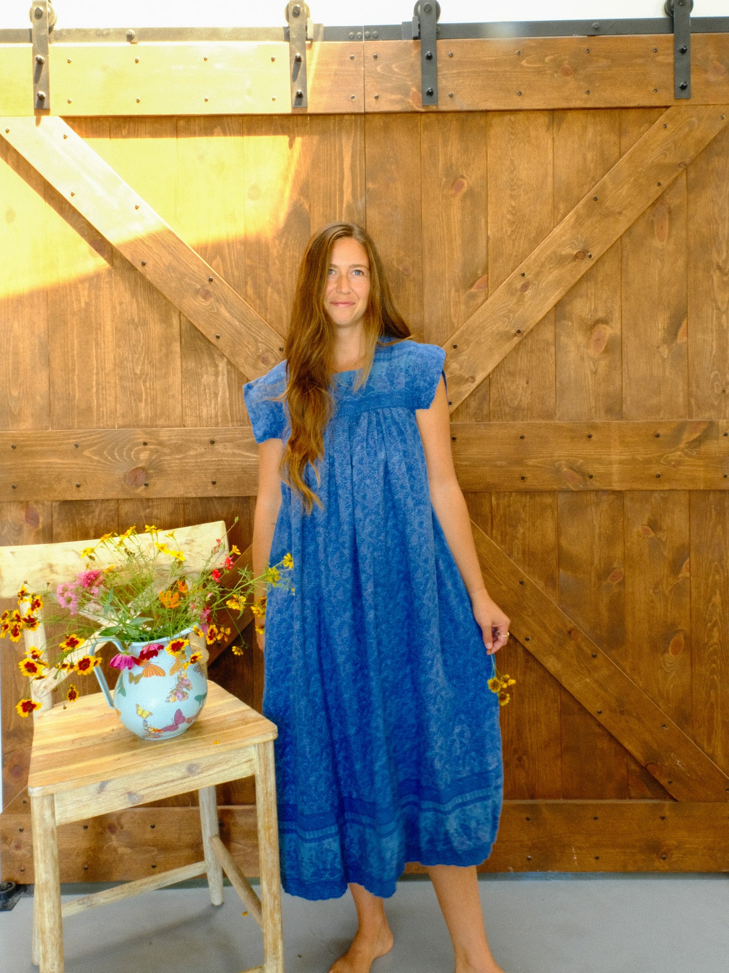 Indigo Floral Block Print Dress