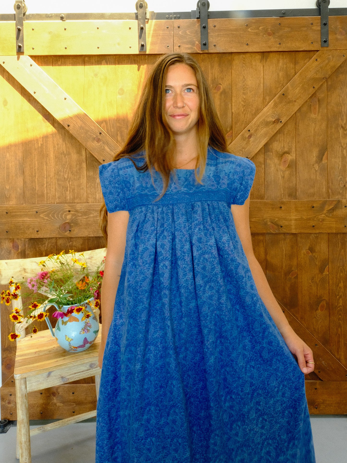 Indigo Floral Block Print Dress