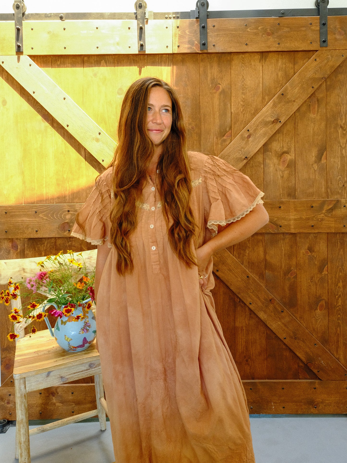 Cutch Butterfly Sleeve Lace Hem Dress