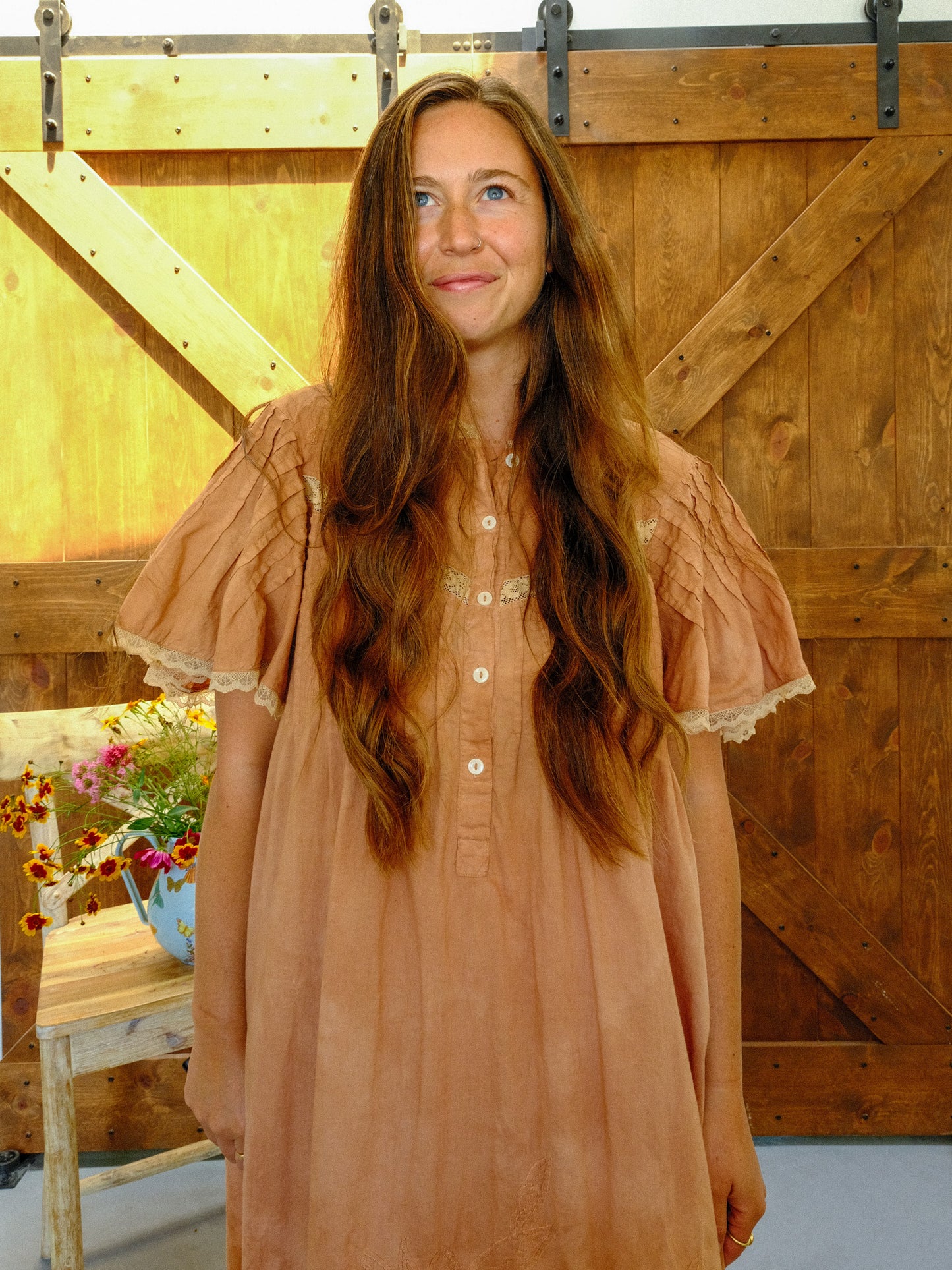 Cutch Butterfly Sleeve Lace Hem Dress