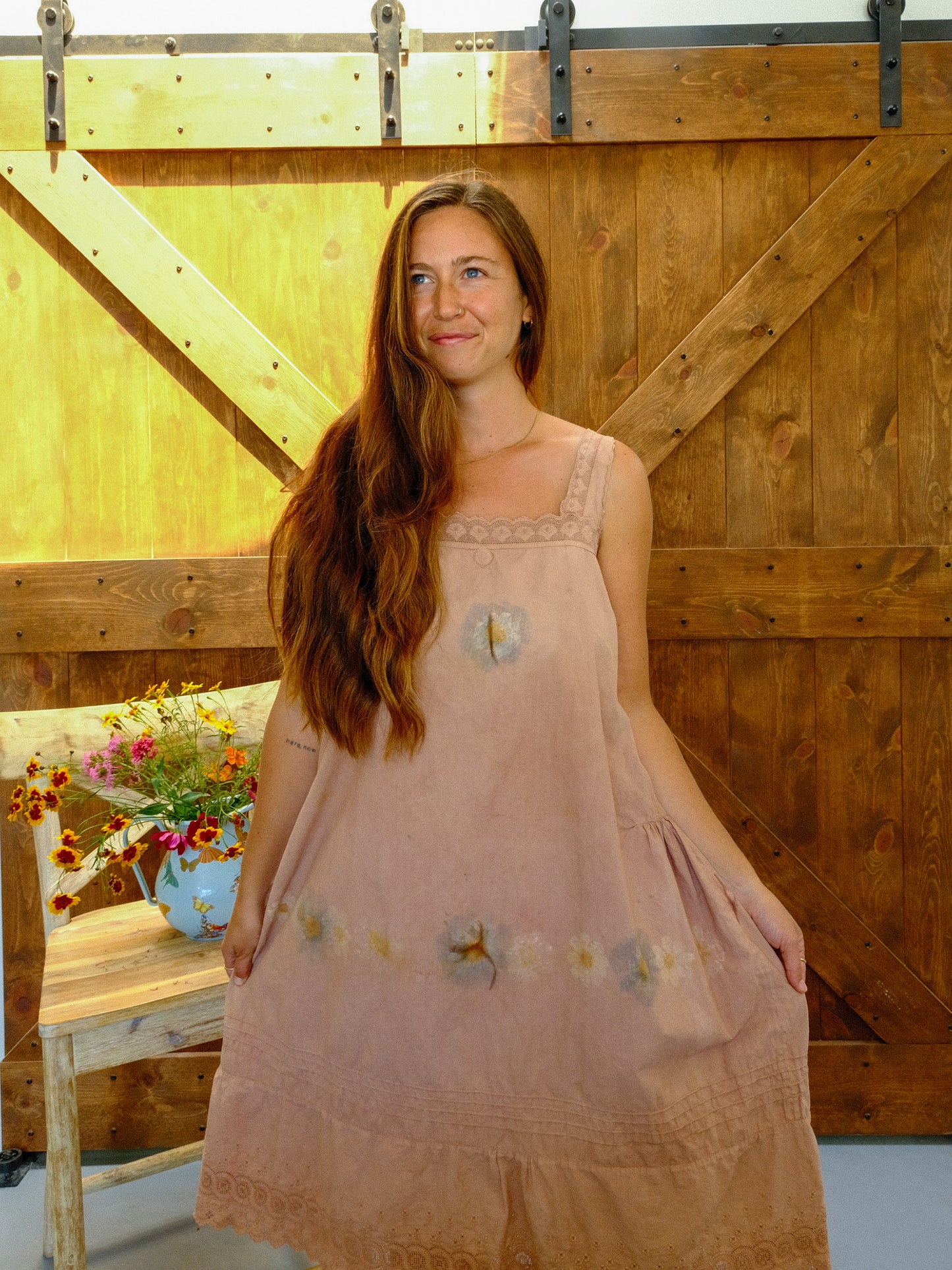 Logwood & Cutch Eco-printed Antique Dress