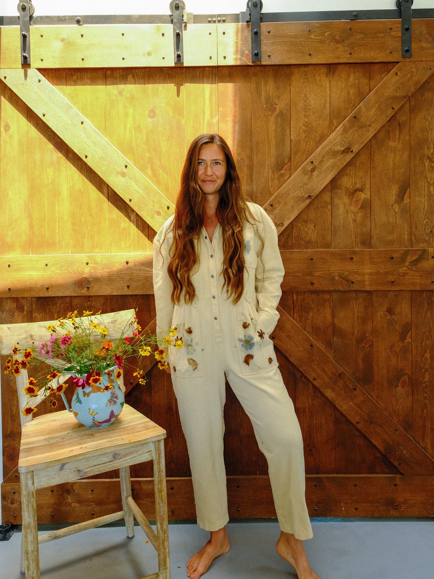 Eco-printed Super Soft Long Sleeve Jumpsuit