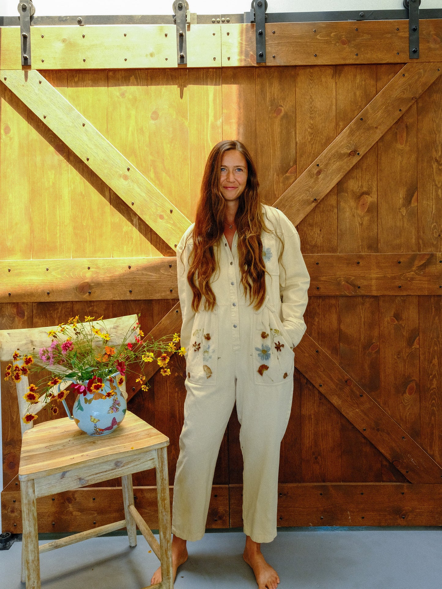 Eco-printed Super Soft Long Sleeve Jumpsuit