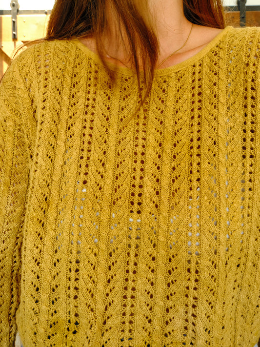 Marigold Cotton Linen Eyelet Sweater