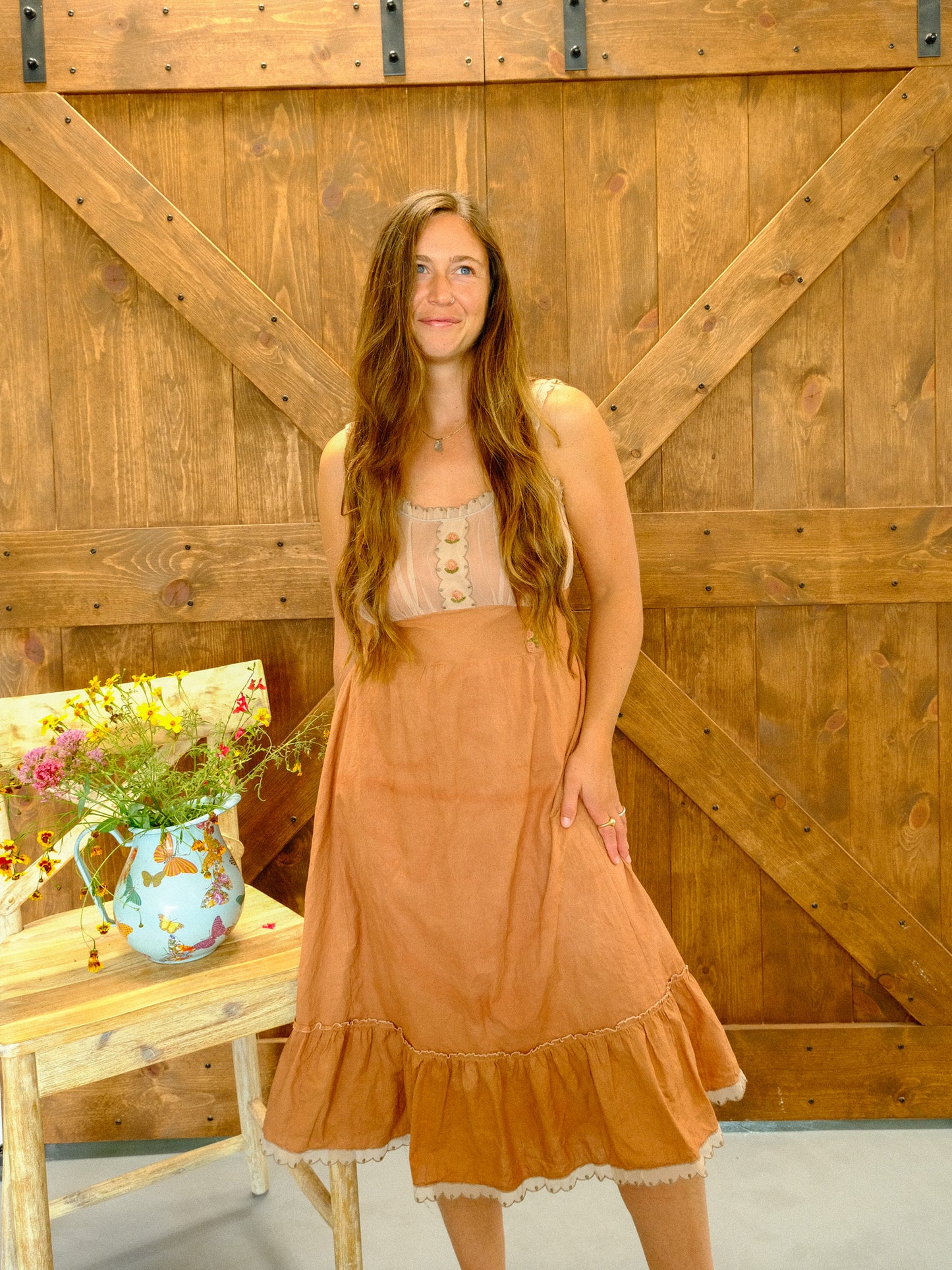 Cutch Embroidered Rose Tea Dress