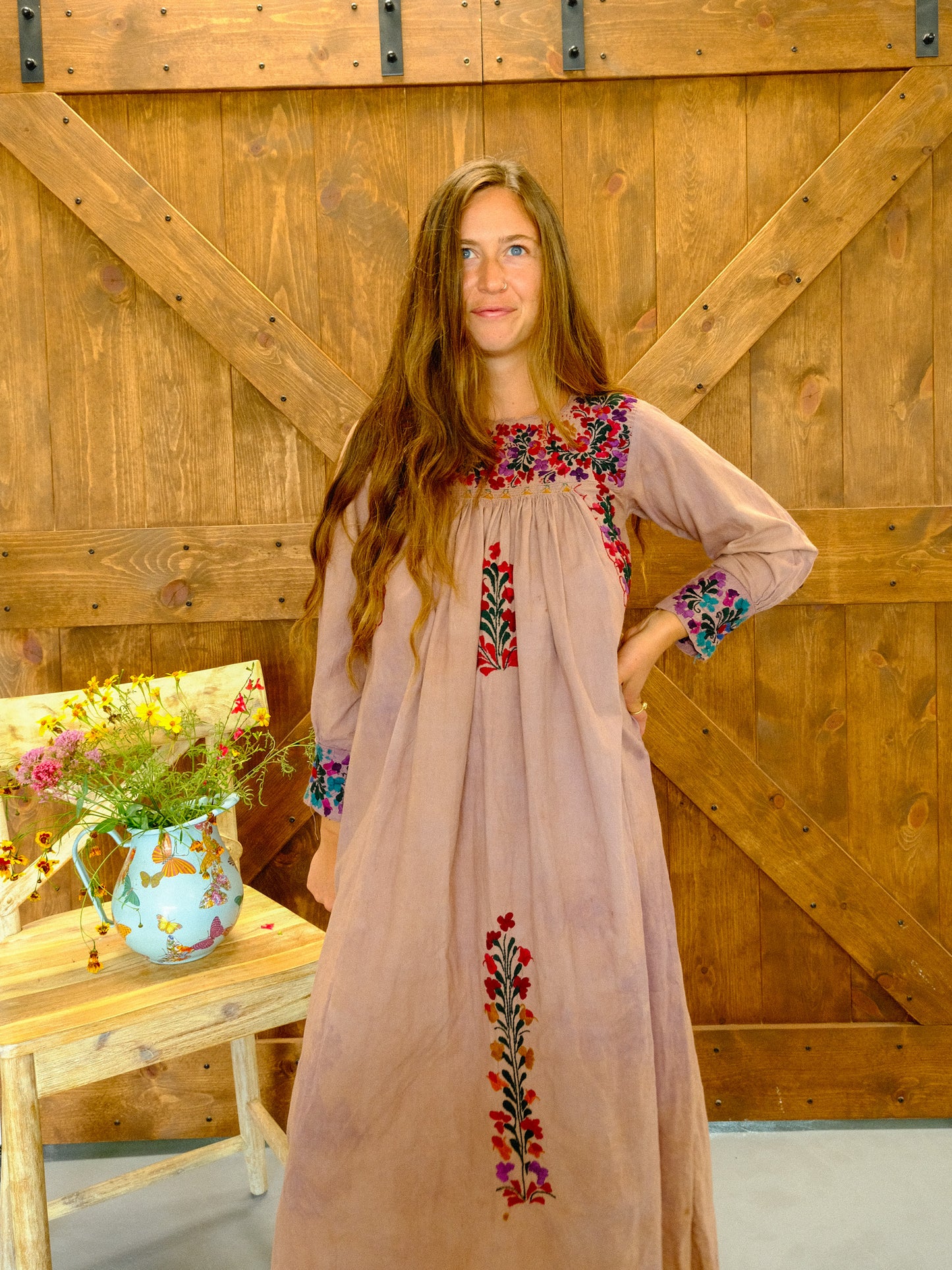 Cutch & Logwood Long Sleeve Huipil Dress