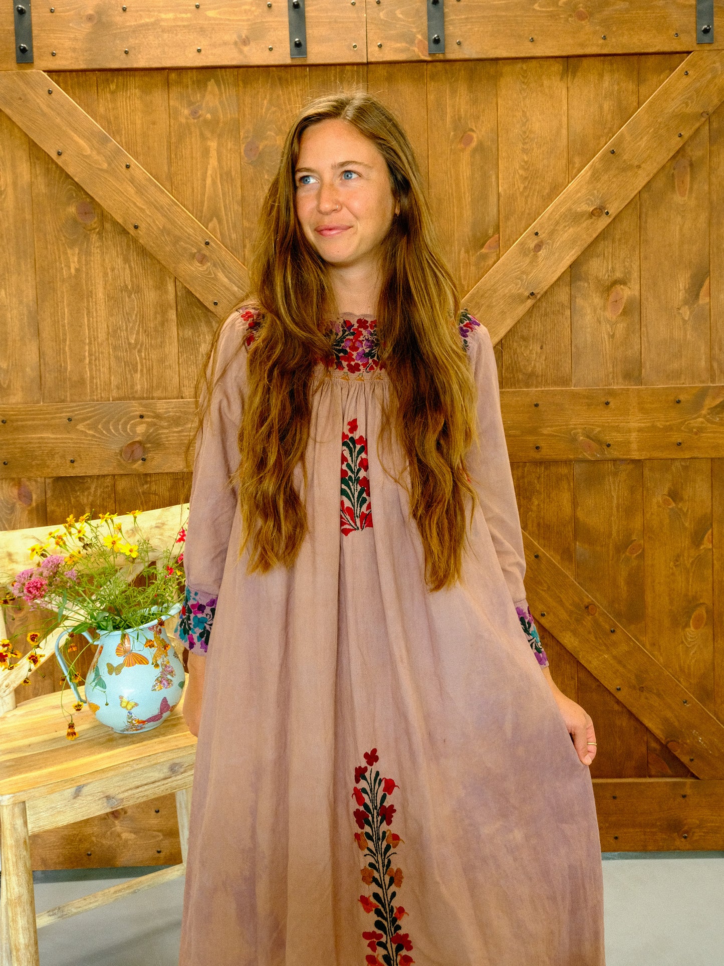 Cutch & Logwood Long Sleeve Huipil Dress