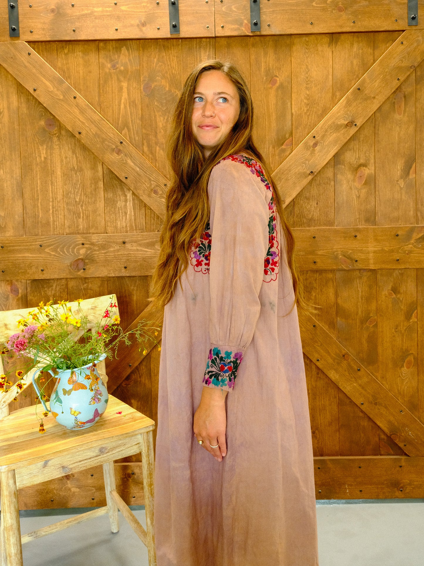 Cutch & Logwood Long Sleeve Huipil Dress