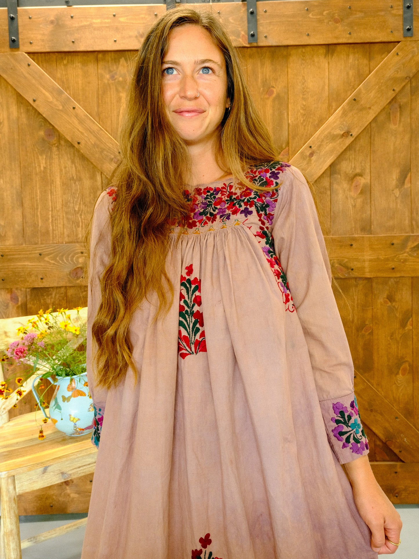 Cutch & Logwood Long Sleeve Huipil Dress