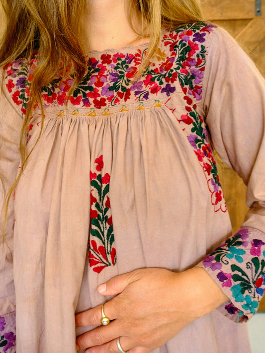 Cutch & Logwood Long Sleeve Huipil Dress