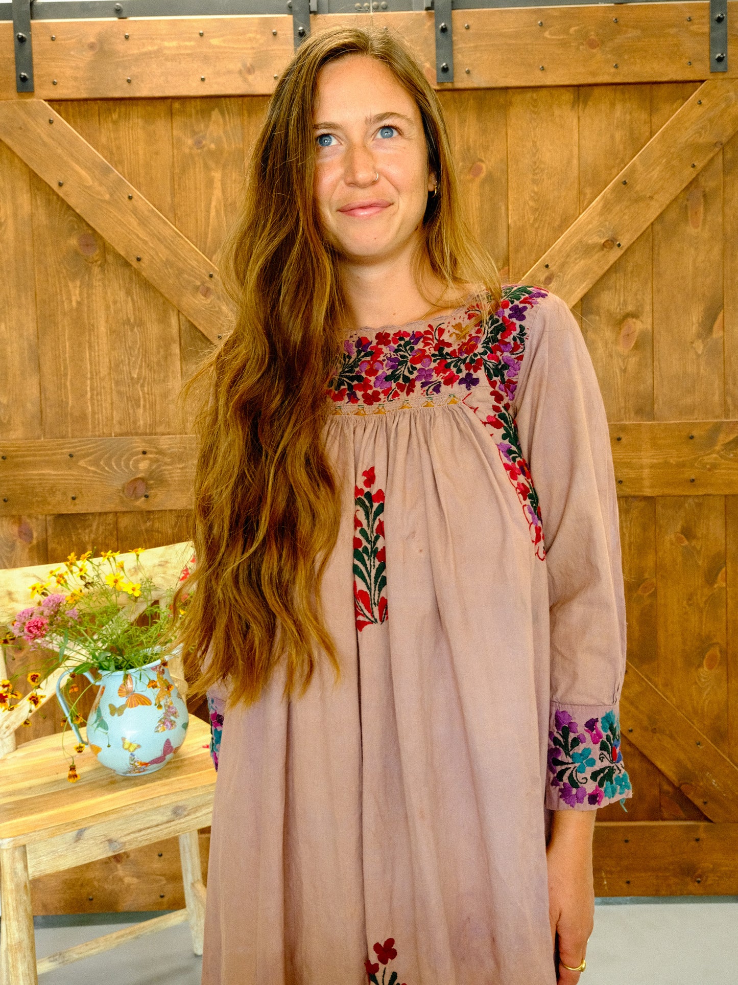 Cutch & Logwood Long Sleeve Huipil Dress