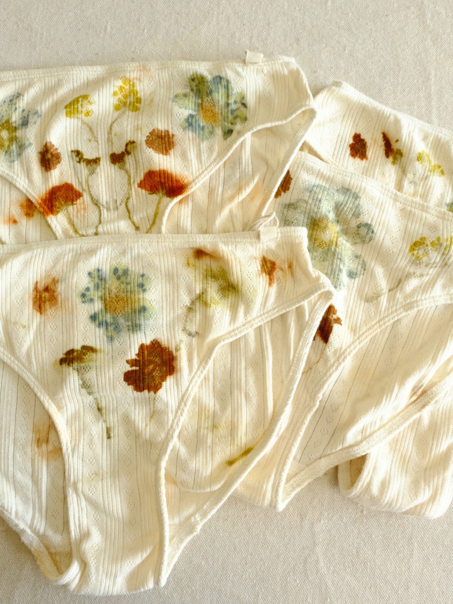 Eco-printed Organic Cotton Pointelle Undies