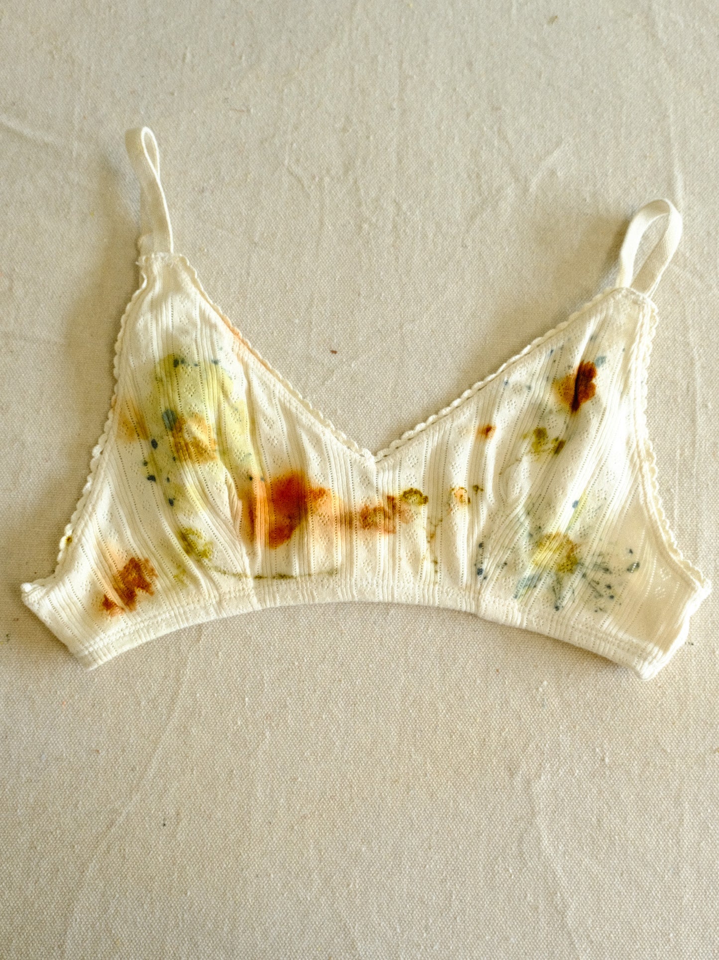 Eco-printed Organic Cotton Pointelle Bralette