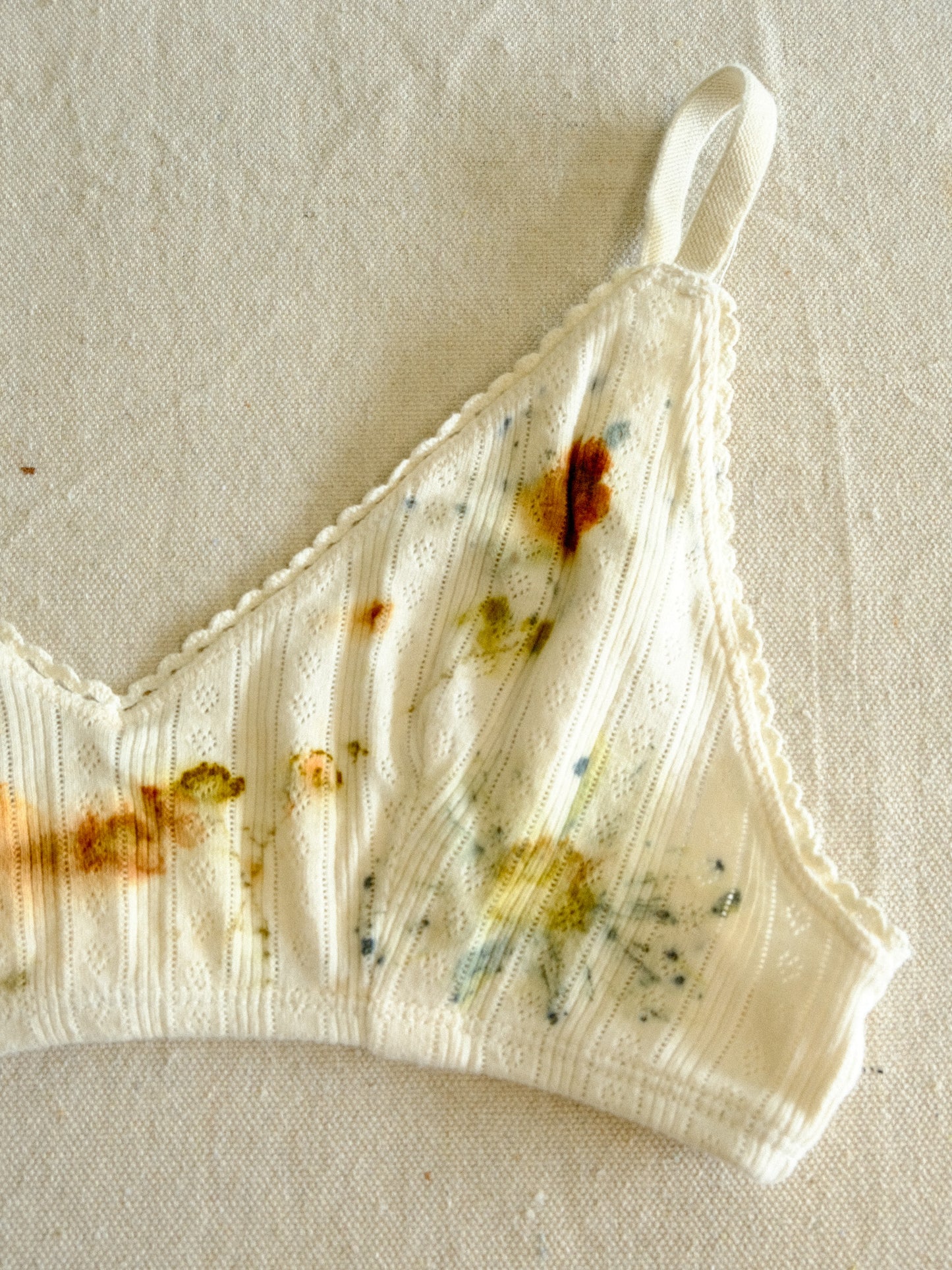 Eco-printed Organic Cotton Pointelle Bralette