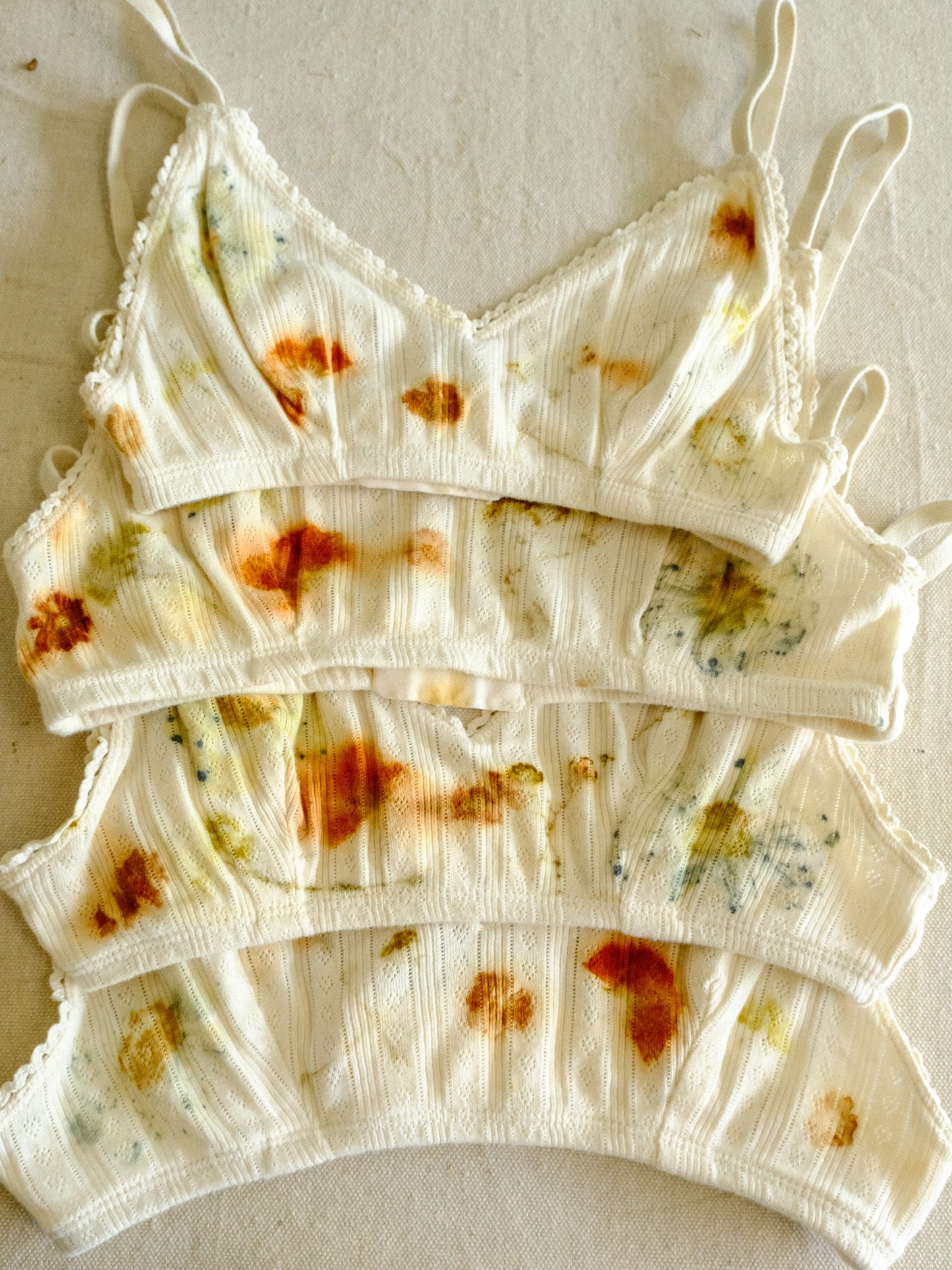 Eco-printed Organic Cotton Pointelle Bralette