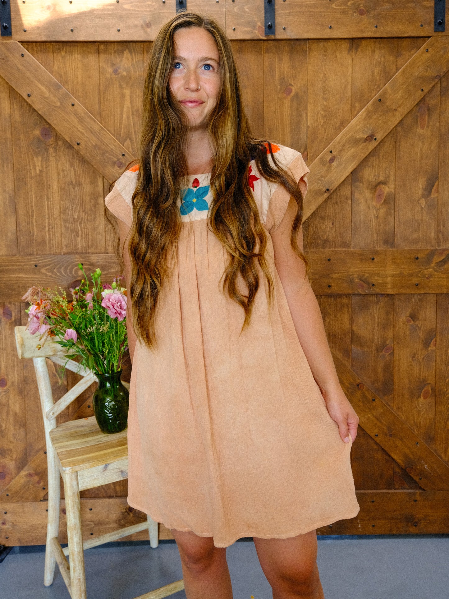 Cutch Cotton Gauze Embroidered Yoke Mini Dress