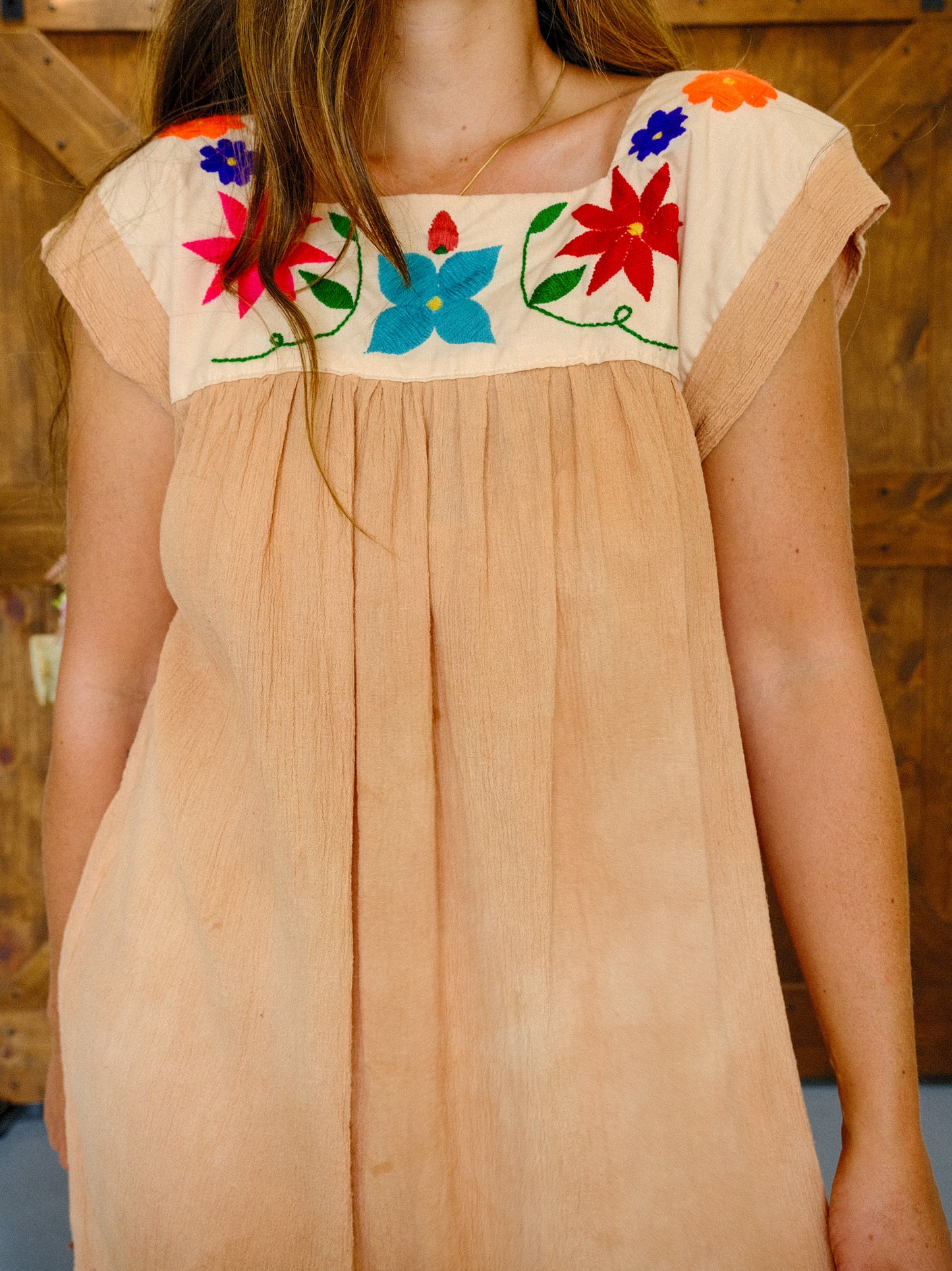 Cutch Cotton Gauze Embroidered Yoke Mini Dress