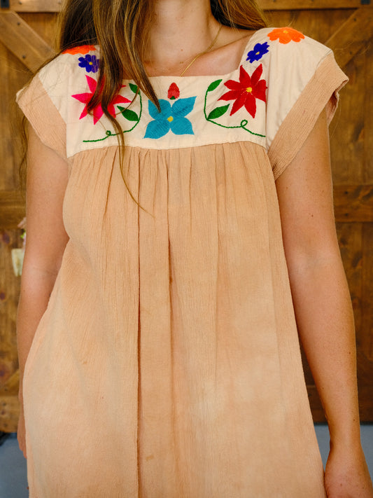 Cutch Cotton Gauze Embroidered Yoke Mini Dress