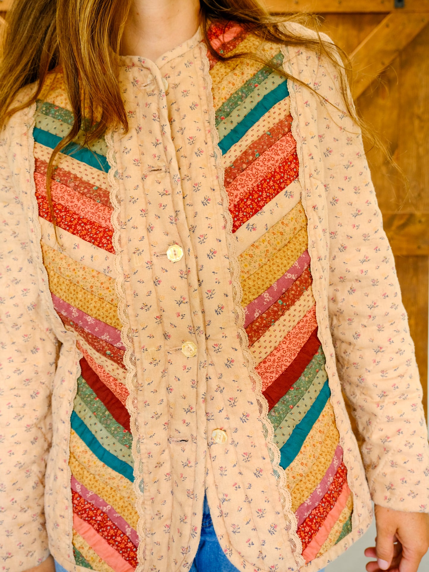 Cutch Floral Color Stripe Quilted Jacket