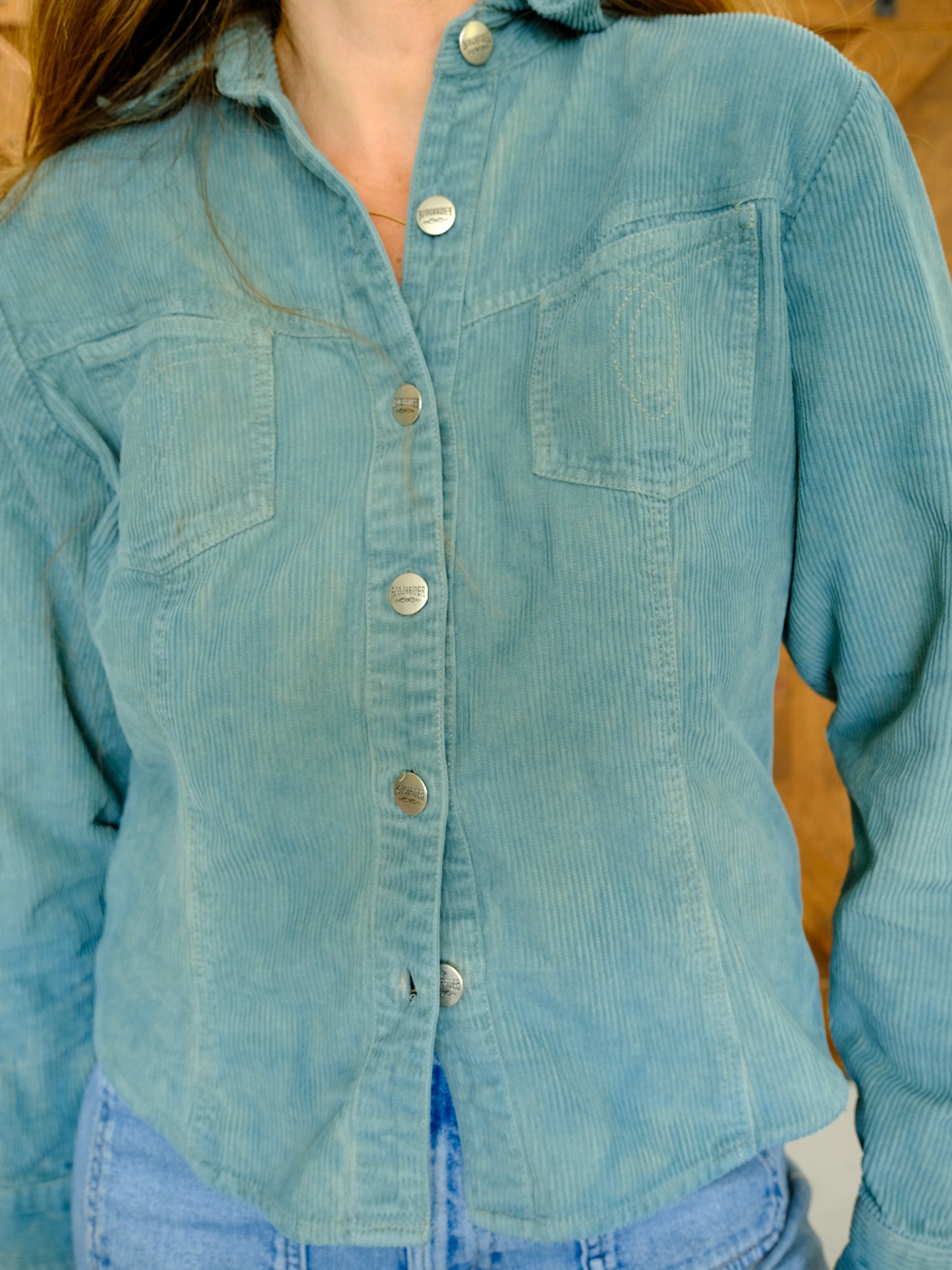 Indigo Corduroy Cropped Blouse
