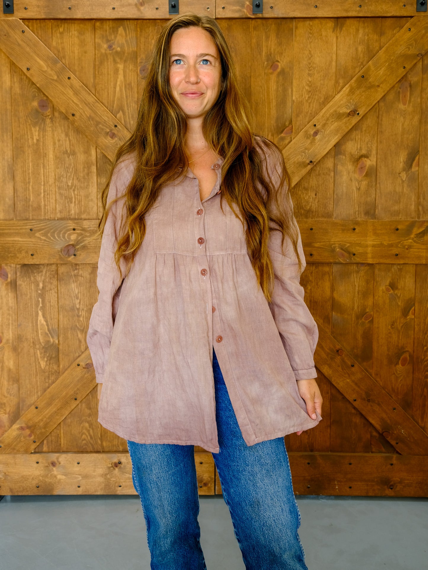 Logwood & Cutch Linen Long Sleeve Tunic