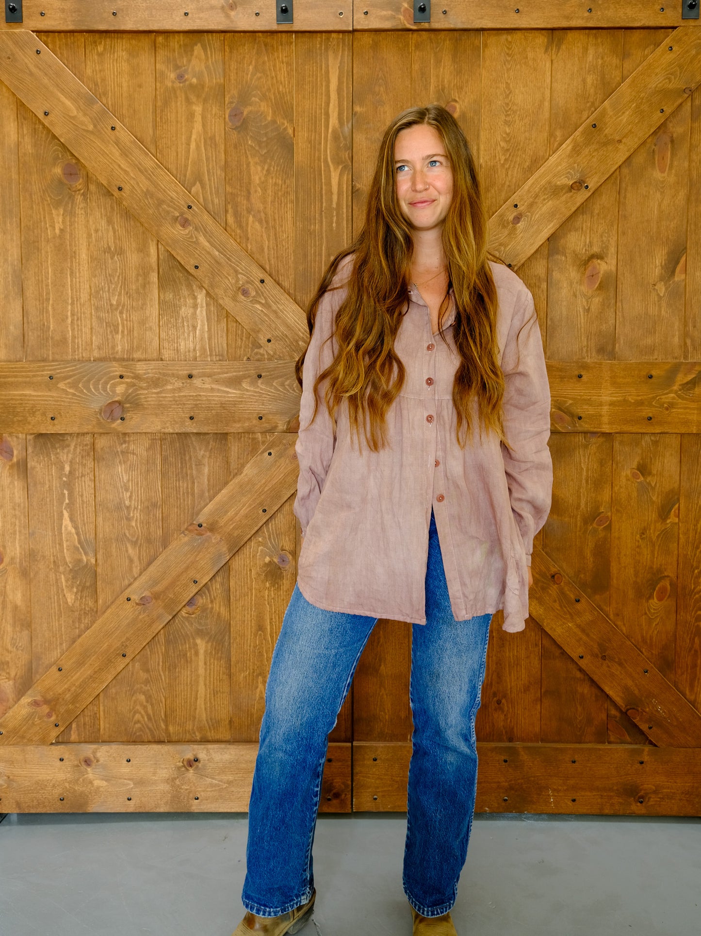 Logwood & Cutch Linen Long Sleeve Tunic