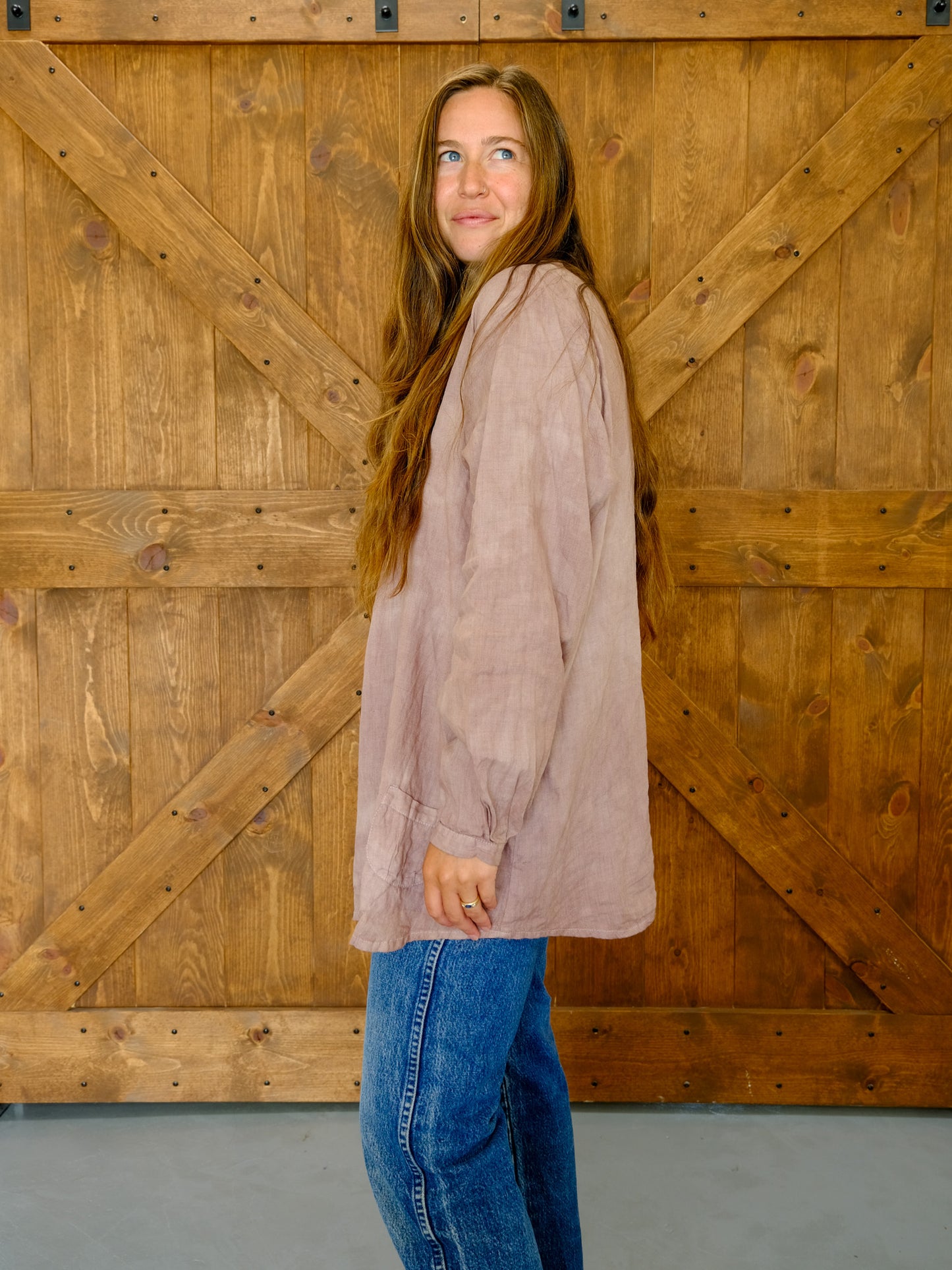 Logwood & Cutch Linen Long Sleeve Tunic
