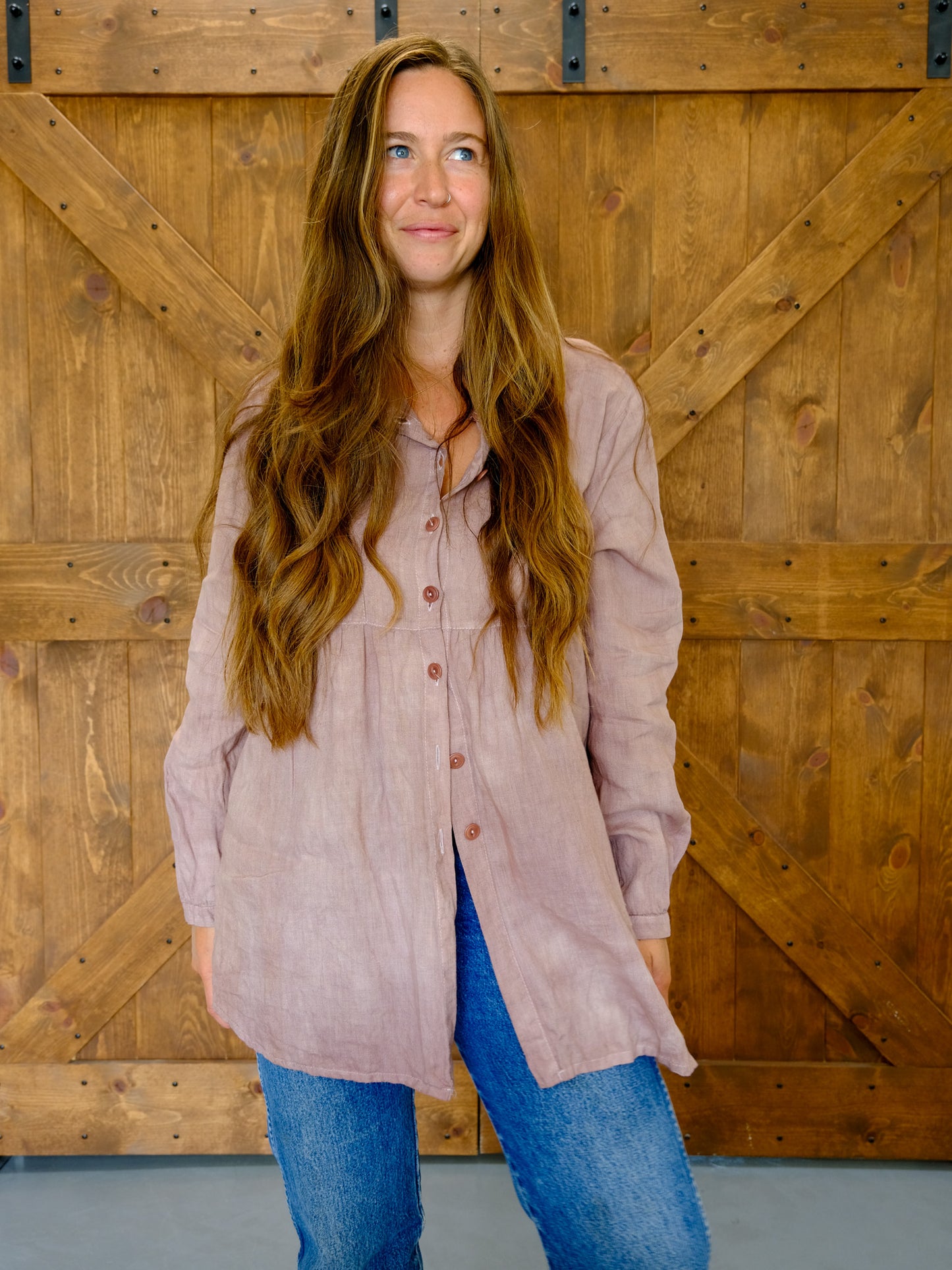 Logwood & Cutch Linen Long Sleeve Tunic