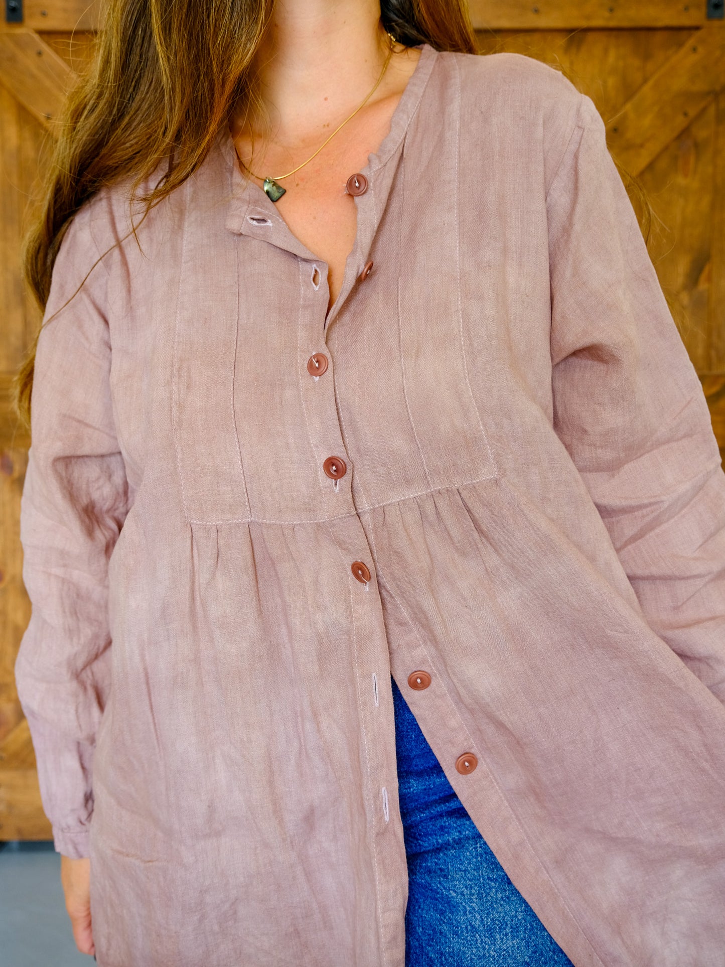 Logwood & Cutch Linen Long Sleeve Tunic