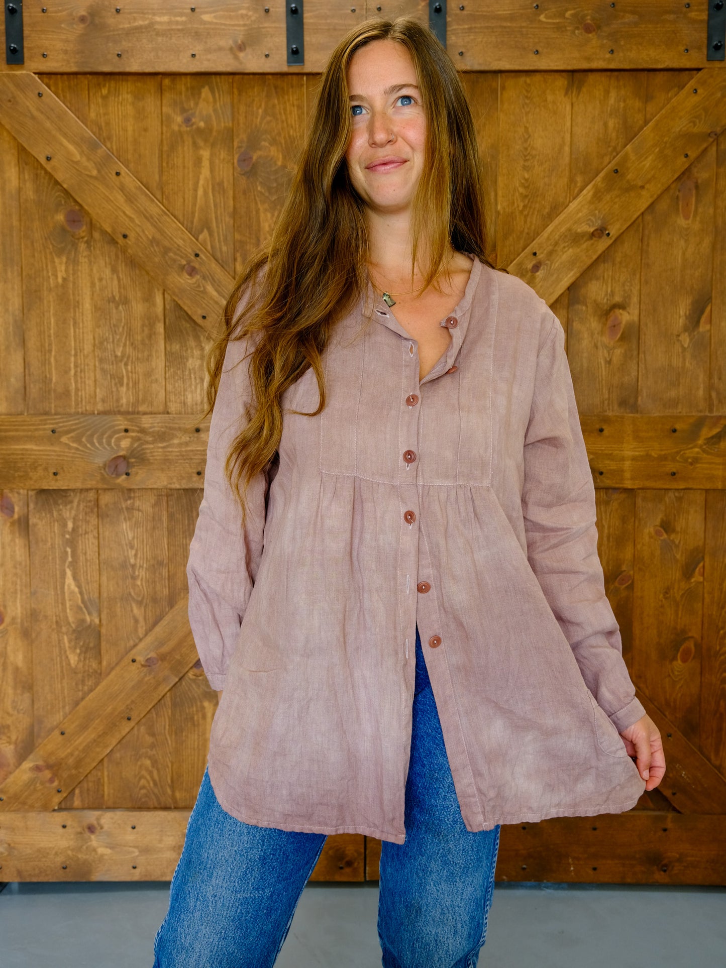 Logwood & Cutch Linen Long Sleeve Tunic