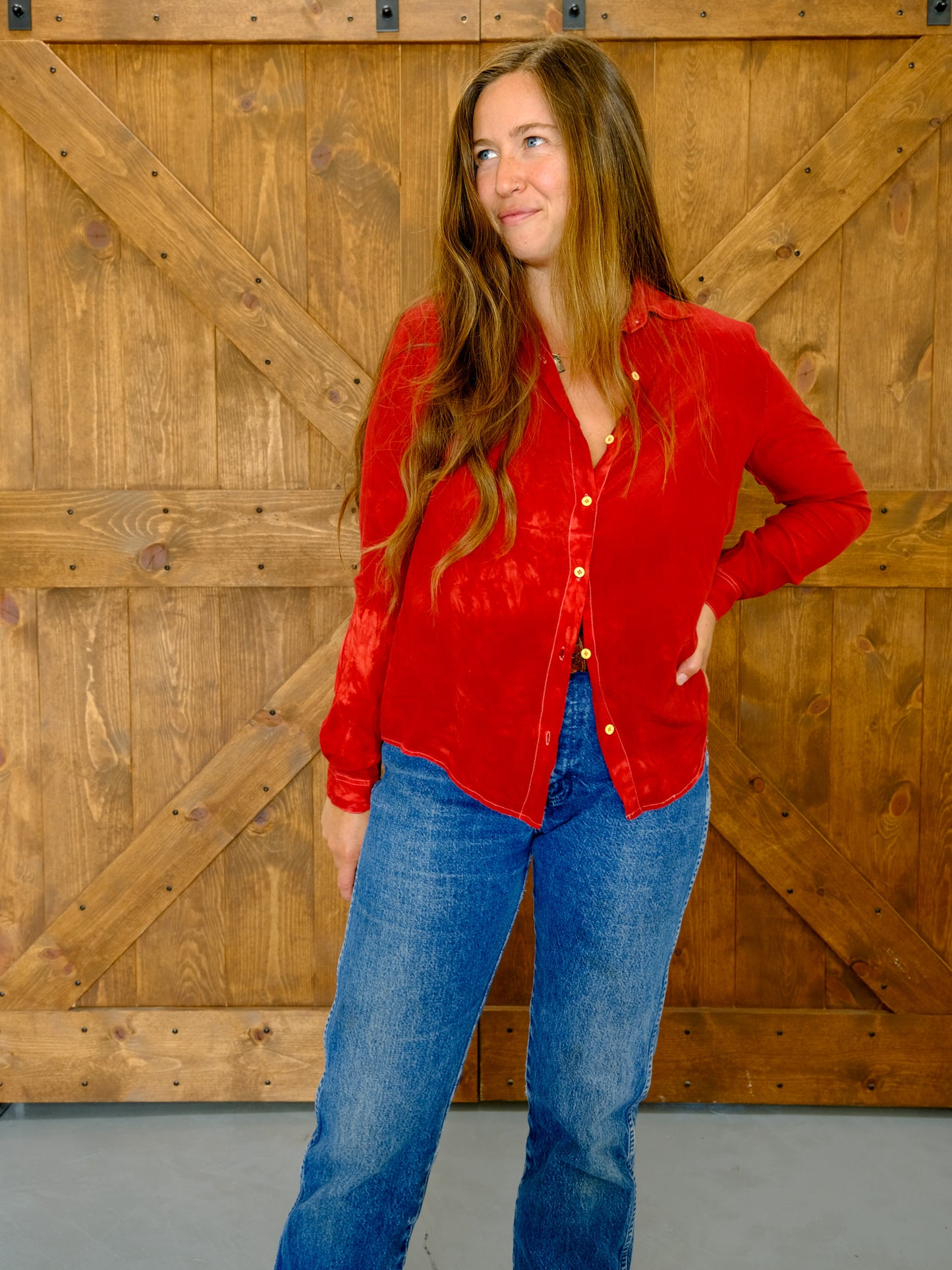 Madder 100% Silk Long Sleeve BLouse