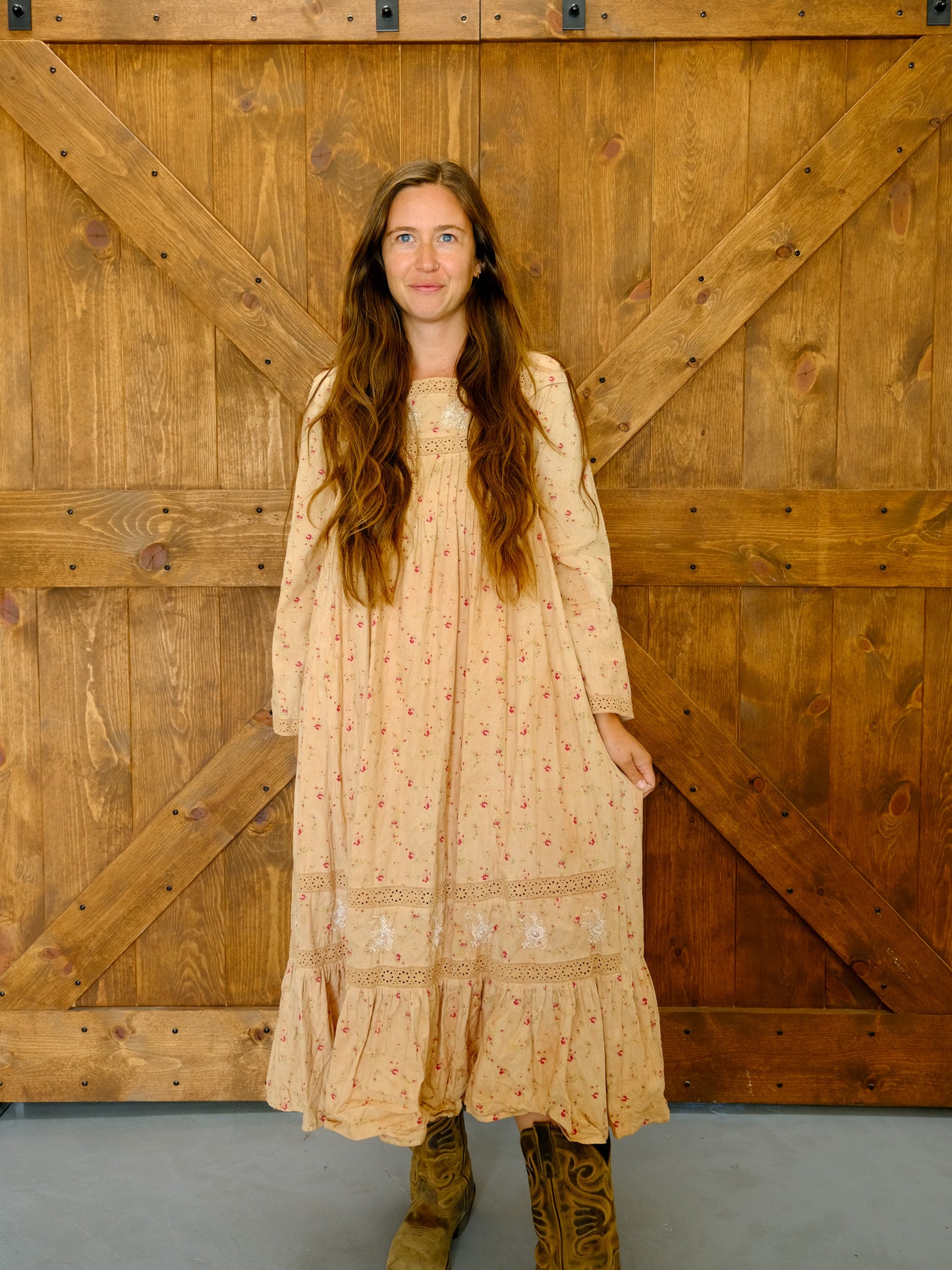 Cutch Pleated Floral Long Sleeve Maxi Dress